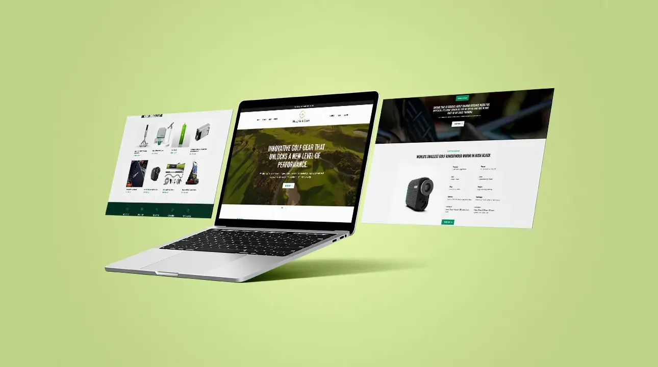 the newy golf store website on a laptop