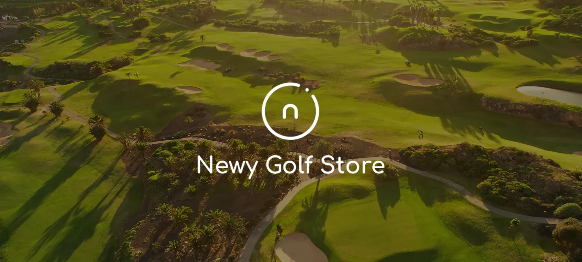 an image of a golf corse with the newy golf store logo