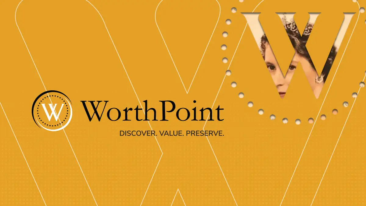 an image of the WorthPoint logo on a yellow background