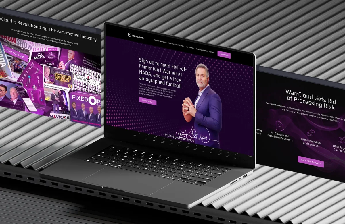 an image of the WarrCloud Website Design on a laptop