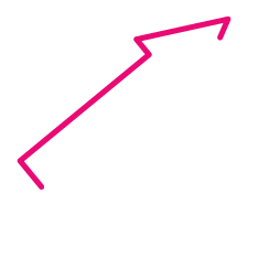 pink and white icon of a growth chart