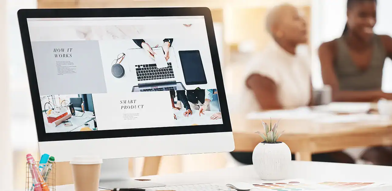a computer screen with website deisgn