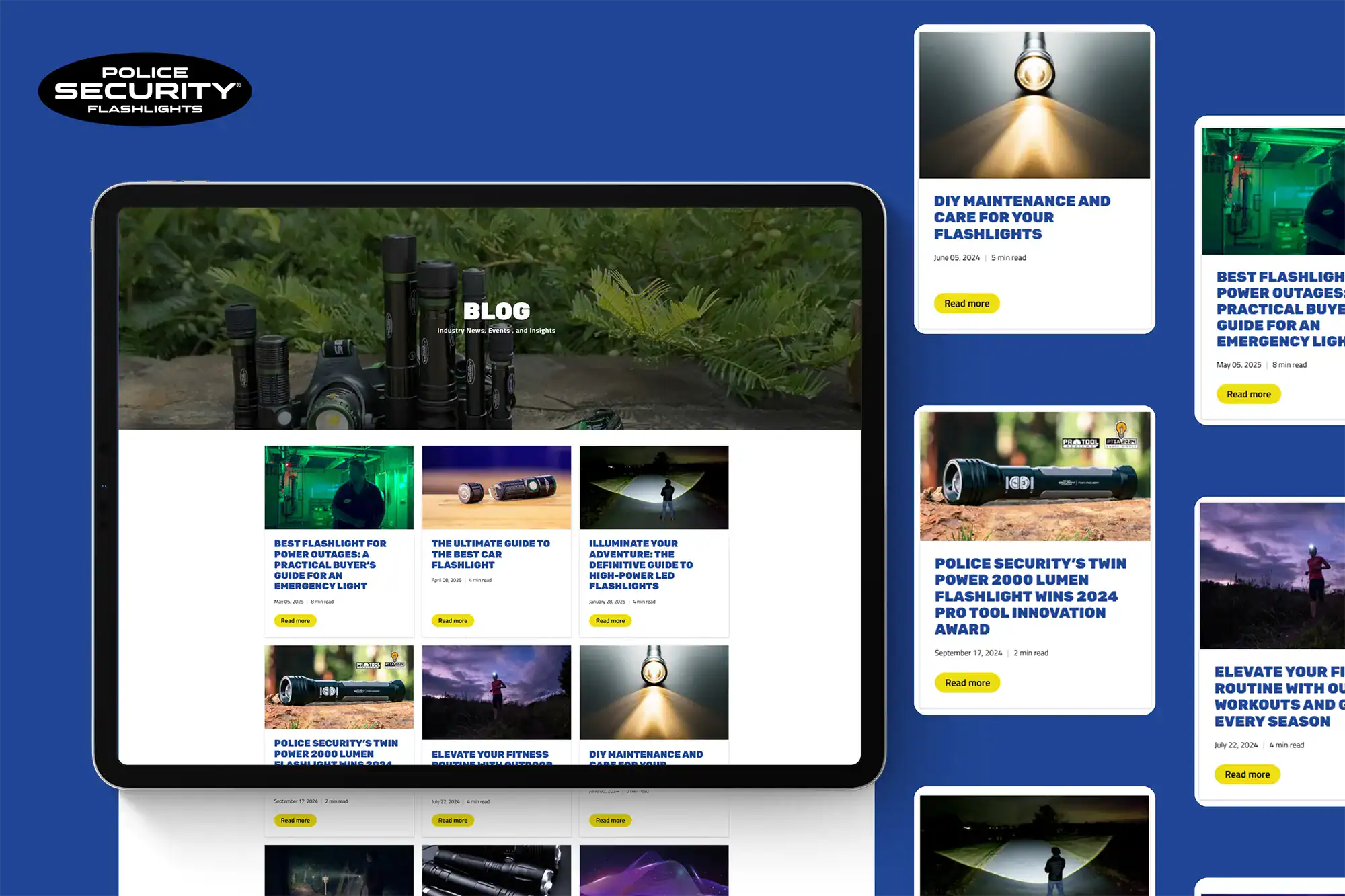 image of an ipad with blog articles