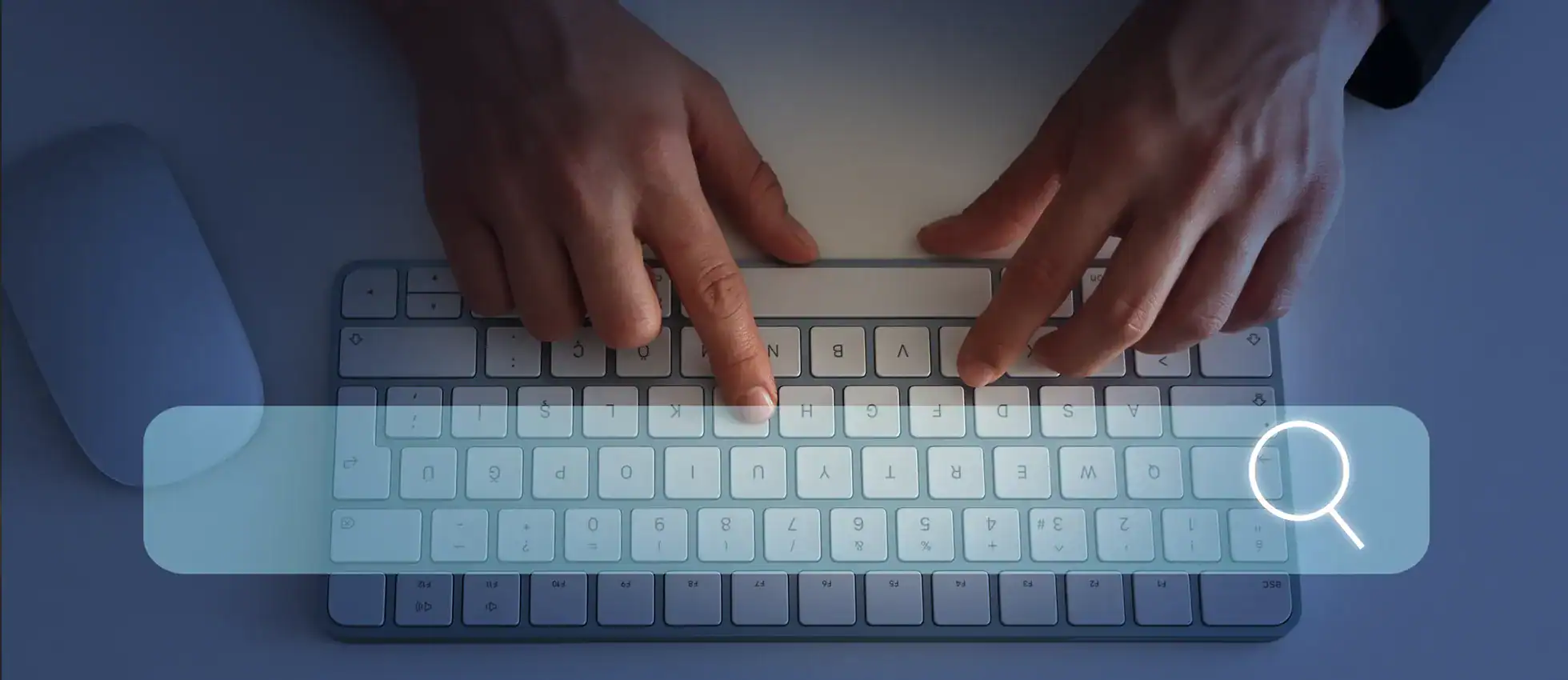 man typing