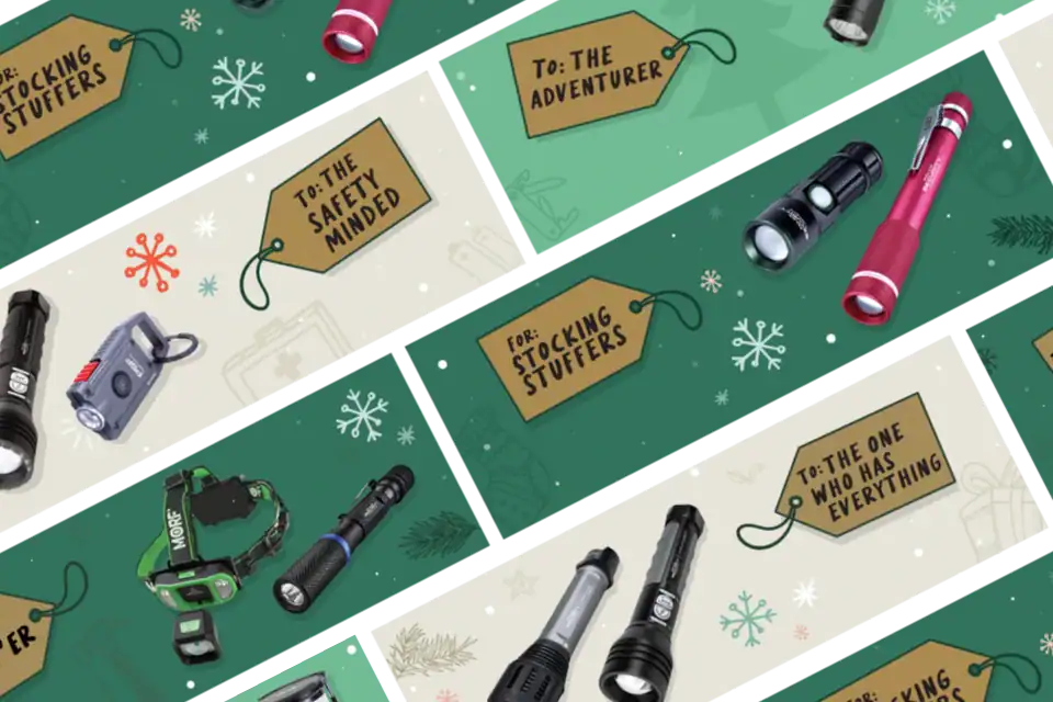 image of holiday banners for police security flashlights