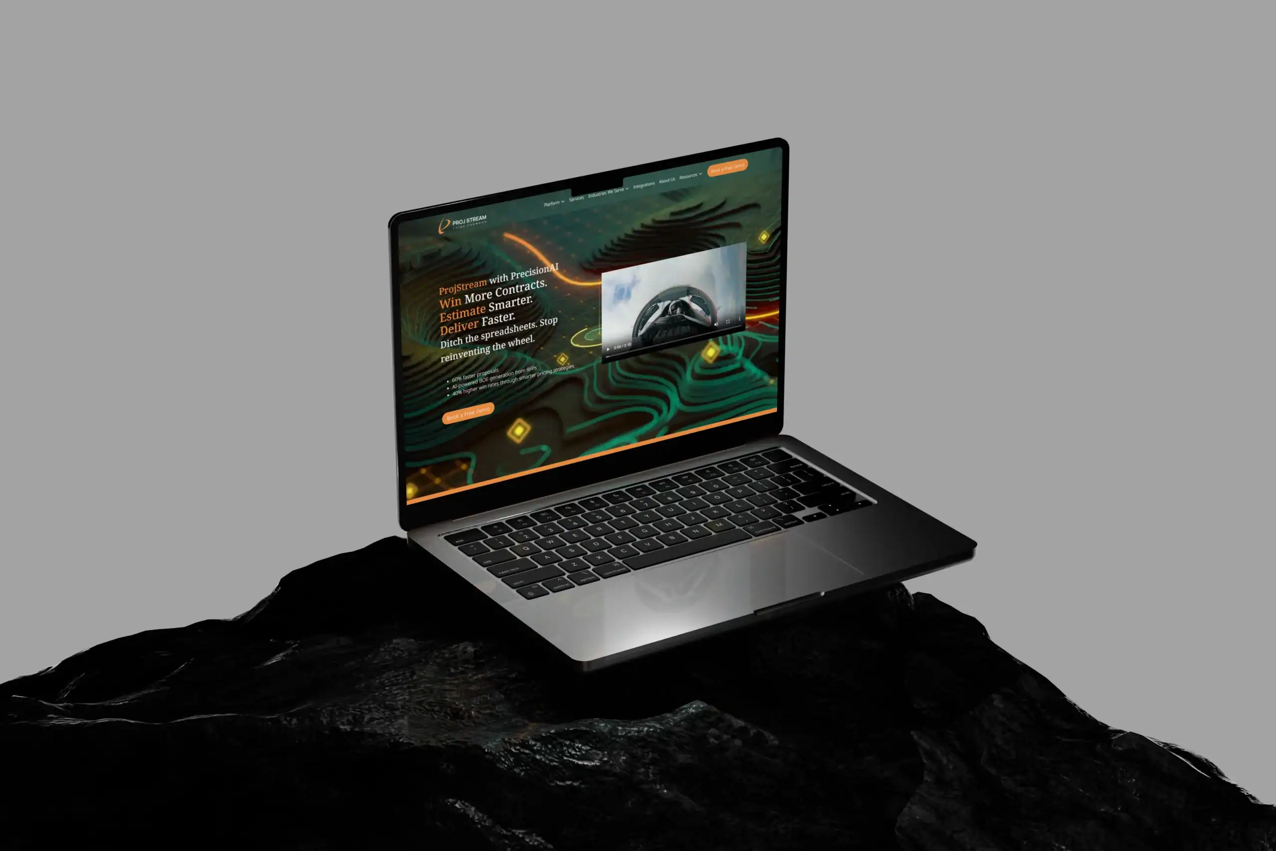 image of the projstream website on a laptop