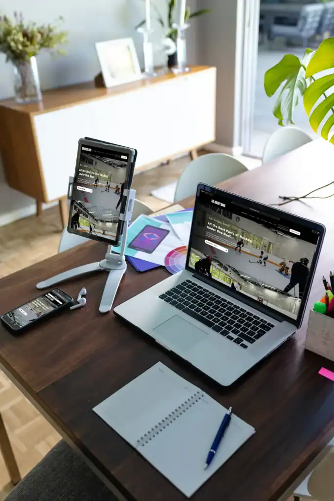 image of the hockey barn website on multiple devices